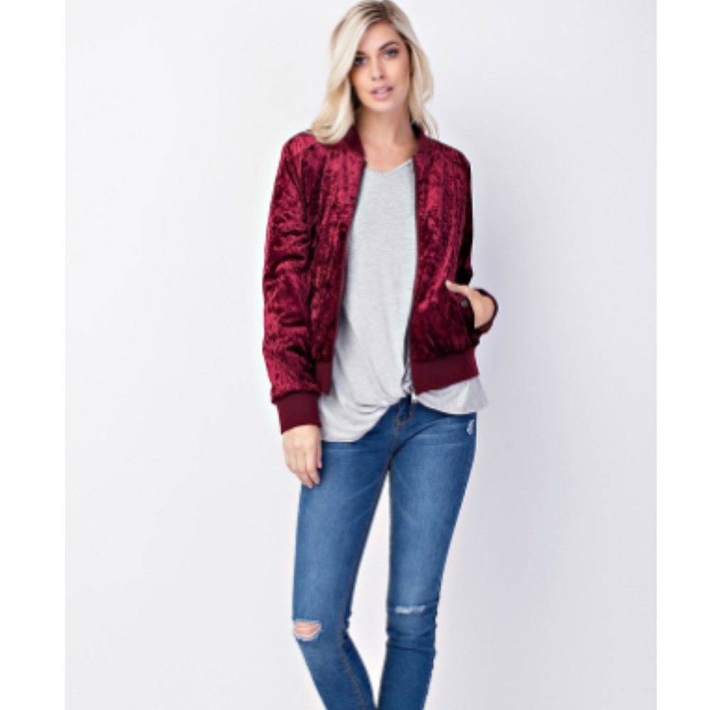 π΅2x HPπ΅ Velvet Wine Bomber Jacket - Picture 4 of 4